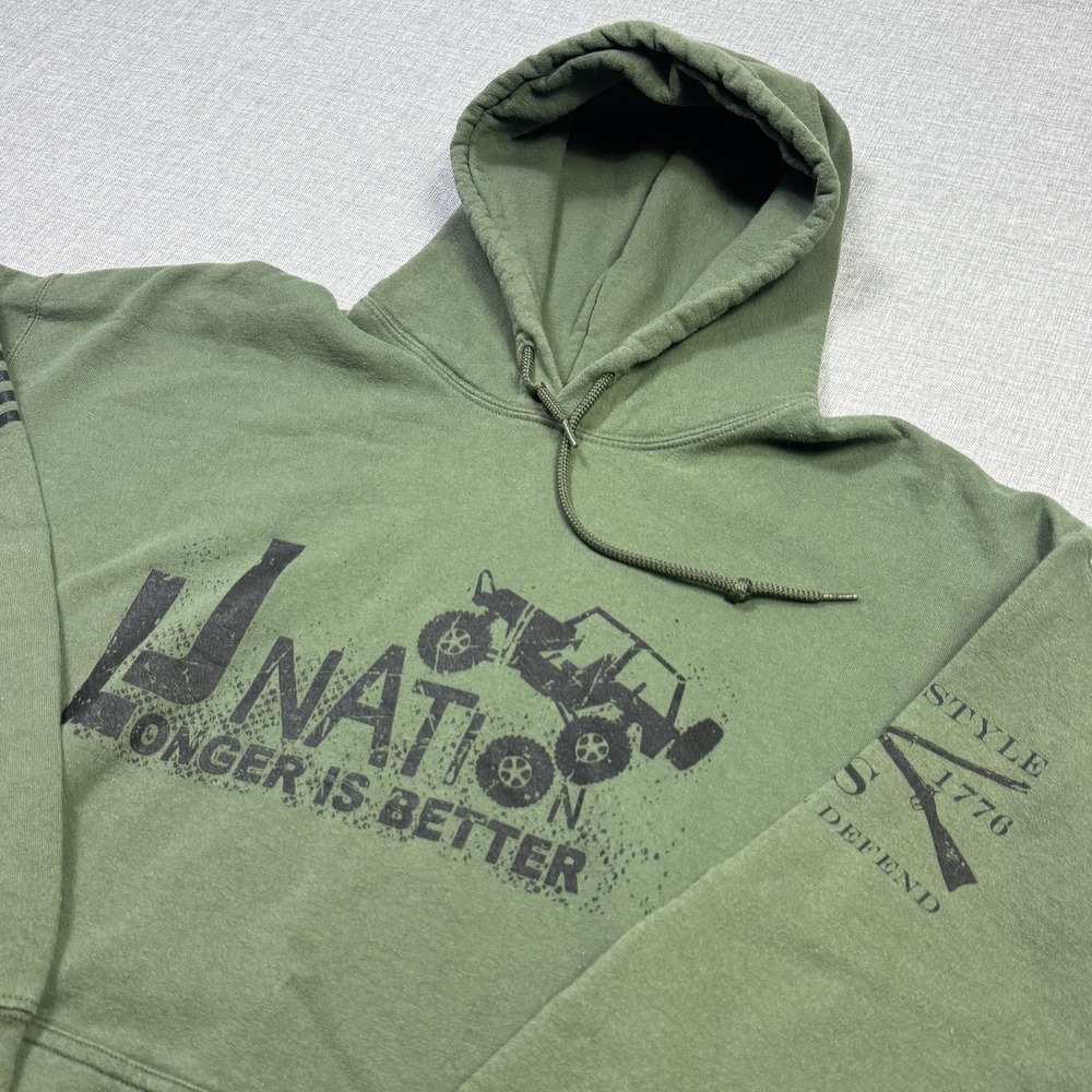 Grunt Style Hoodie Mens XL Green Pullover Heavyweight Graphic Print Hooded